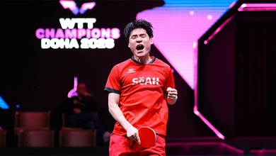 Jang Woojin vỡ òa cảm xúc trong lần đầu đánh bại Alexis Lebrun tại WTT Champions Doha 2026