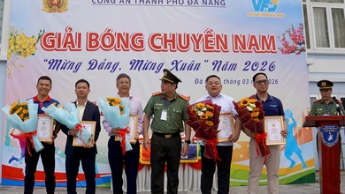 21 đội tranh tài sôi nổi giải bóng chuyền Công an thành phố Đà Nẵng 2026