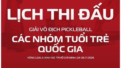 Lịch thi đấu ngày 24/7 Giải Vô địch Pickleball các Nhóm tuổi Trẻ Quốc gia 2026 - khu vực Tp.HCM