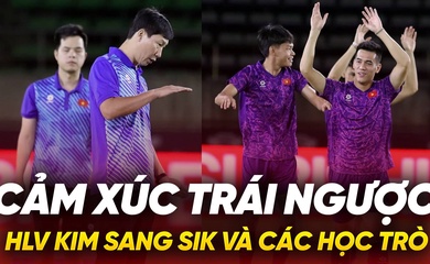 Cảm xúc trái ngược của HLV Kim Sang Sik và học trò trước trận gặp Lào