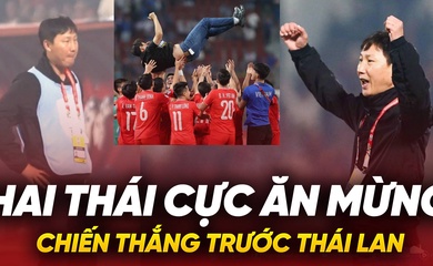 Hai thái cực cảm xúc khác nhau của HLV Kim Sang Sik ở hai chiến thắng trước Thái Lan