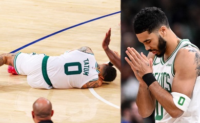 Jayson Tatum đổ gục dù không va chạm với ai, đương kim vô địch NBA Boston Celtics gặp khó tại Playoffs