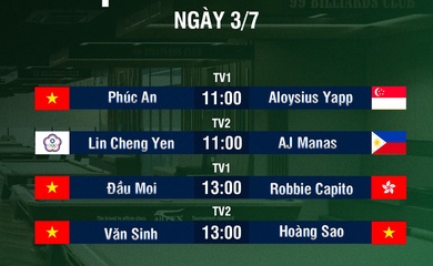 TRỰC TIẾP Universal CPBA 99 Open 2025 hôm nay ngày 3-7