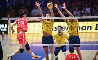 Brazil tiến vào bán kết VNL 2025 sau 4 set đấu kịch tính trước Trung Quốc