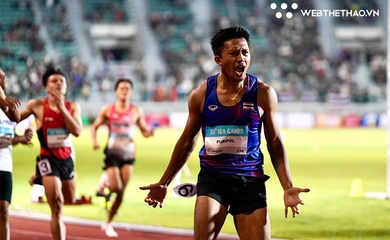 Thần đồng điền kinh Thái Lan ăn mừng ngạo nghễ sau khi phá kỷ lục SEA Games