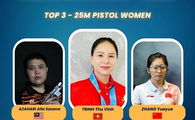 Trịnh Thu Vinh xếp số 1 châu Á nội dung 25m súng ngắn
