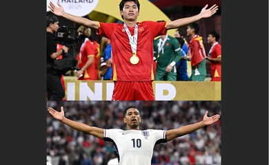 FIFA gây chú ý so sánh hình ảnh Lê Văn Thuận ăn mừng bàn thắng như Jude Bellingham
