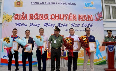 21 đội tranh tài sôi nổi giải bóng chuyền Công an thành phố Đà Nẵng 2026