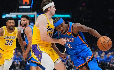 Mất nhịp điệu sau 8 ngày nghỉ, SGA suýt báo hại OKC Thunder trước Los Angeles Lakers