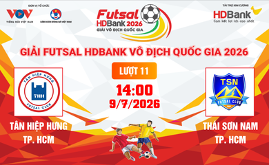 Link xem trực tiếp futsal HDBank VĐQG 2026: Tân Hiệp Hưng vs Thái Sơn Nam
