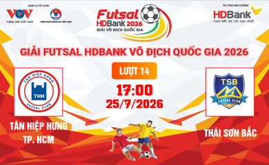 Link xem trực tiếp futsal HDBank VĐQG 2026: Tân Hiệp Hưng vs Thái Sơn Bắc