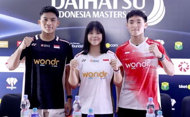 Ubed và Joaquin Kebelet phô diễn kỹ năng tại Giải cầu lông Indonesia Masters 2026