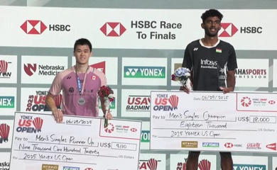 Ayush Shetty vô địch giải cầu lông US Open 2025 với chiến thắng vang dội trước Brian Yang