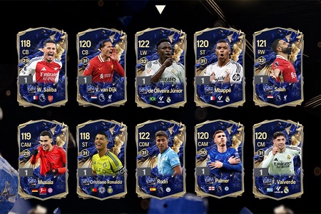 Chỉ số thẻ Team Of The Tear 2025 FC Online trong bản cập nhật 18/1