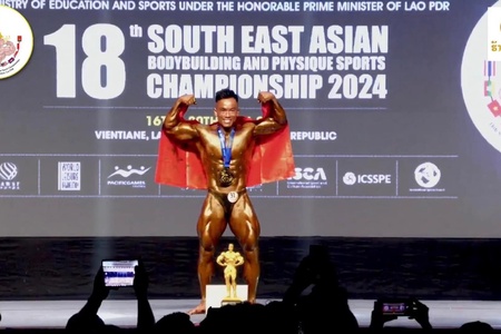 Nguyễn Trọng Khánh đoạt huy chương vàng tại Giải thể hình vô địch Đông Nam Á 2024