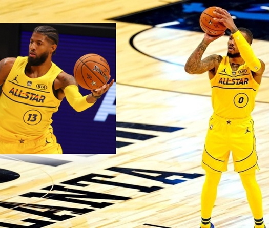 Quên hờn dỗi năm xưa, Paul George khen lấy khen để cú Logo Shot của Damian Lillard