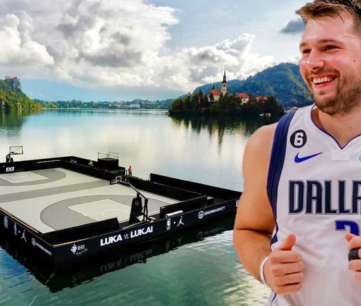 Thú vị hình ảnh giải bóng rổ 3x3 của Luka Doncic, diễn ra giữa hồ với núi rừng tuyệt đẹp