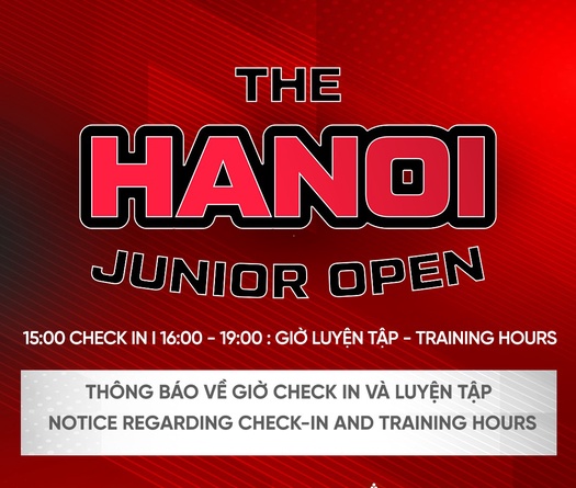 Thông tin giờ check in và luyện tập của Hanoi Junior Open 2023