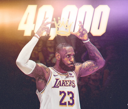 Siêu sao LeBron James trở thành cầu thủ đầu tiên trong lịch sử NBA ghi 40.000 điểm