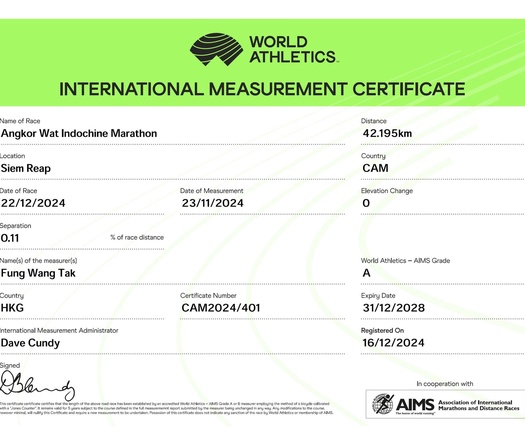 Đường chạy Viettel Marathon 2024 chặng Angkor Wat chính thức được Hiệp hội Điền kinh châu Á cấp phép