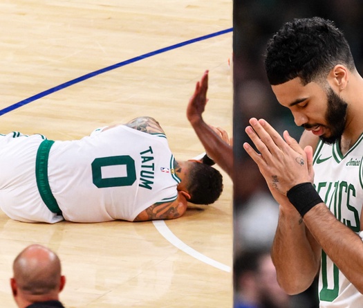 Jayson Tatum đổ gục dù không va chạm với ai, đương kim vô địch NBA Boston Celtics gặp khó tại Playoffs