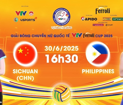 Link trực tiếp bóng chuyền VTV Cup hôm nay 30/6: Tứ Xuyên vs Philippines