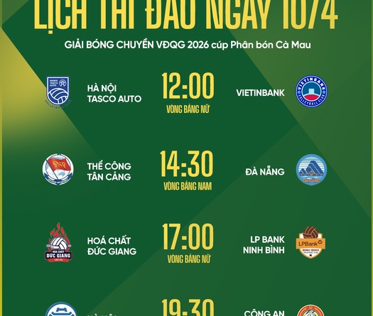 Lịch thi đấu bóng chuyền VĐQG 2026 ngày 10/4: Tâm điểm đại chiến Hà Nội Tasco Auto – Vietinbank