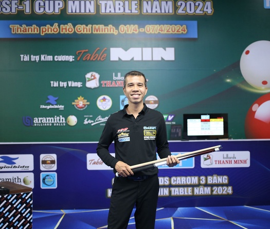 Trần Quyết Chiến dẫn đầu Best Game, vào top 8 Giải Billiards Carom 3 băng HBSF Tour 1 năm 2024 Cúp Table MIN
