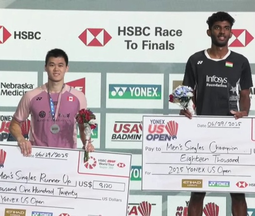 Ayush Shetty vô địch giải cầu lông US Open 2025 với chiến thắng vang dội trước Brian Yang