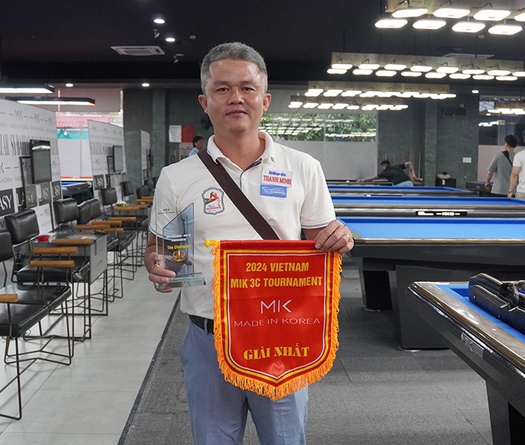 Cơ thủ đại diện của Billiards Thanh Minh Lê Quốc Hồ vô địch giải billiard 3C Cup MIK 2024