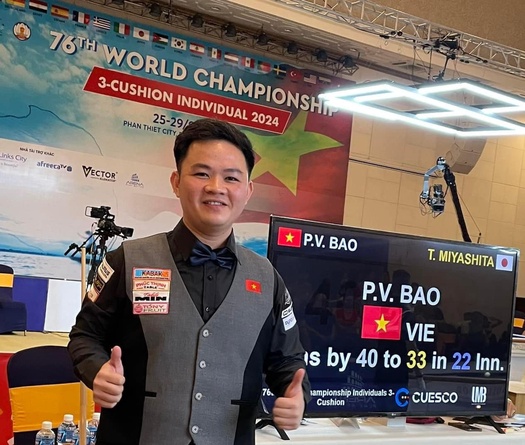 Toàn bộ 7 cơ thủ Việt như Bao Phương Vinh, Trần Quyết Chiến đều vượt qua vòng bảng Giải billiard carom 3 băng VĐTG 2024?