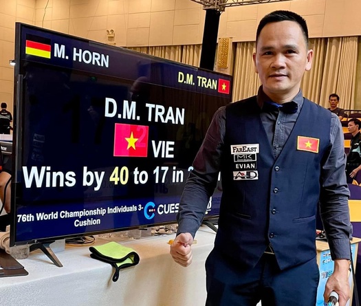 Billiard carom 3 băng vô địch thế giới 2024: 6 tay cơ Việt vào vòng 32, Trần Đức Minh gặp lại Martin Horn