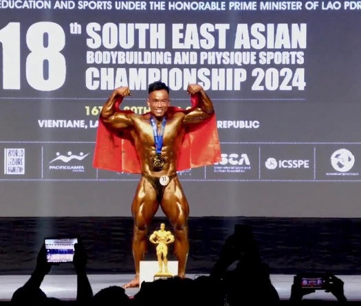 Nguyễn Trọng Khánh đoạt huy chương vàng tại Giải thể hình vô địch Đông Nam Á 2024