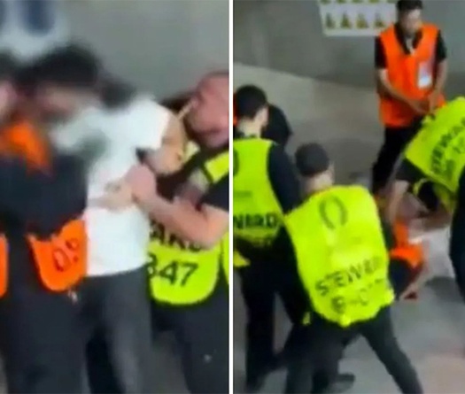 Sốc với khoảnh khắc bảo vệ sân đấm đá cổ động viên tại Euro 2024