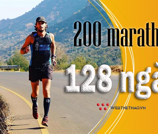 Chàng trai 31 tuổi chạy 200 marathon trong 128 ngày, đạt 12 triệu bước chân