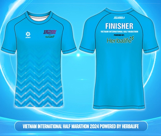 Áo hoàn thành phiên bản đặc biệt dành cho VĐV 21km Giải Bán Marathon Quốc tế Việt Nam 2024 tài trợ bởi Herbalife