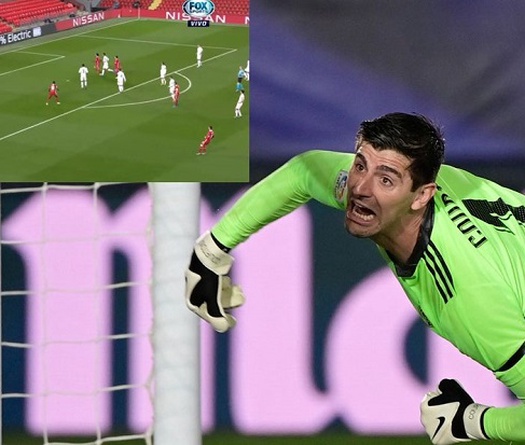 Courtois 2 lần cứu thua cho Real trước Liverpool trong 10 phút