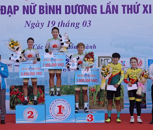 Chặng 1 giải xe đạp nữ Bình Dương Cúp Biwase 2021: Thu Mai giành áo vàng