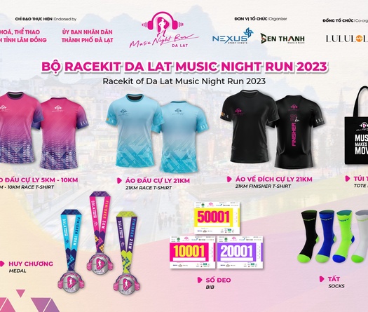 Bộ racekit cực chất, mang tính ứng dụng cao của giải chạy Da Lat Music Night Run 2023