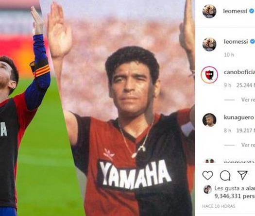 Hình ảnh Messi tôn vinh Maradona lập kỷ lục trên mạng xã hội