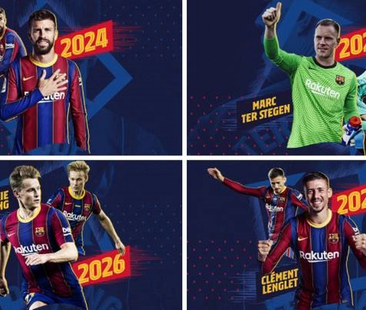 Barca gia hạn hợp đồng với 4 ngôi sao cùng mức lương mới