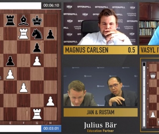 Kết quả giải cờ vua Legends of Chess ngày 25/7: Ian Nepomniachtchi bắt kịp Magnus Carlsen