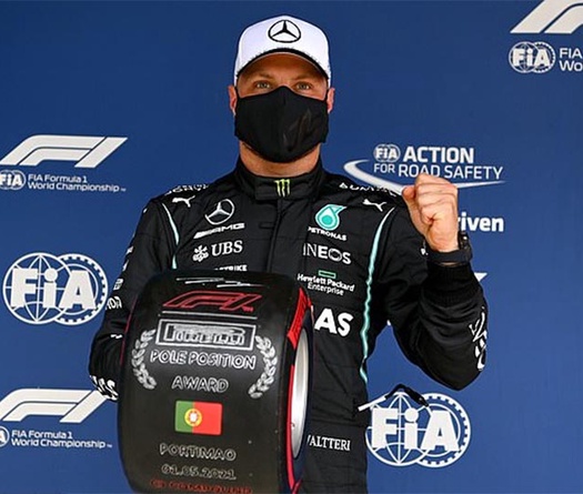 Bottas thắng vòng loại  Grand Prix Bồ Đào Nha, ngăn cản đồng đội Hamilton chiếm pole F1 thứ 100