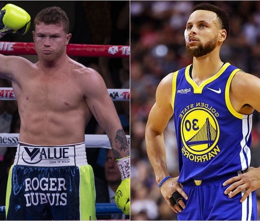 Stephen Curry và Canelo ngẫu hứng sparring