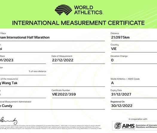Cung đường chạy của Giải Bán Marathon Quốc tế Việt Nam được AIMS chính thức công nhận