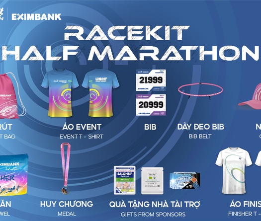 Bộ vật phẩm mang tính ứng dụng cao của giải chạy đêm Ho Chi Minh City Night Run Eximbank 2024