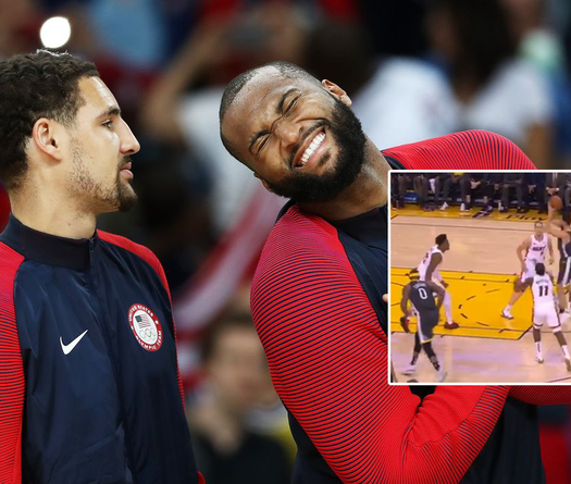 Hài hước pha phối hợp "IQ vô cực" của Klay Thompson với Cousins khiến Miami Heat đứng hình