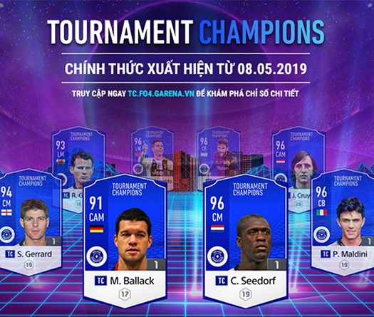 Fifa Online 4 cập nhật thẻ mùa giải Tournament Champions, ra mắt nhiều huyền thoại
