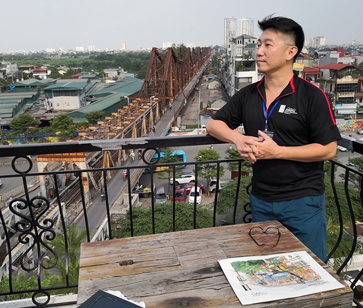 Hà Nội cổ kính đẹp sống động dưới tài phác họa của nghệ sĩ Singapore