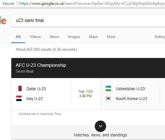 Google không tin U23 Việt Nam đánh bại U23 Iraq